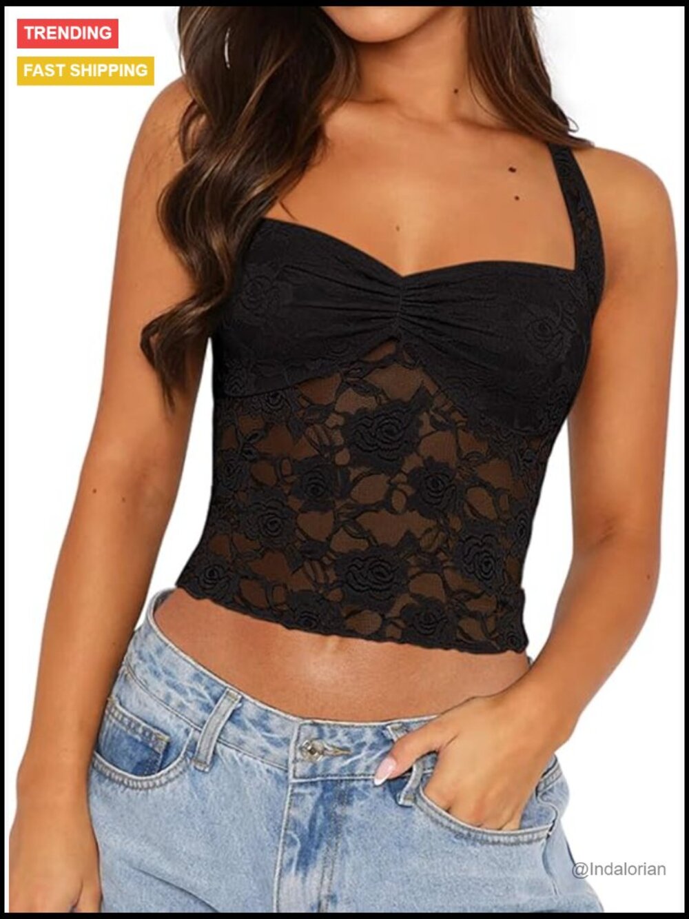 Lace Halter Crop Tank Top - Sexy Going Out Y2K
